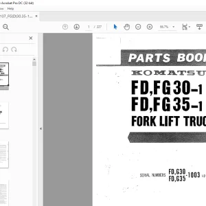 Komatsu FORKLIFT  Truck FD FG30-1 FD FG35-1 Parts Manual - PDF DOWNLOAD