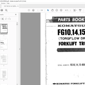 Komatsu FORKLIFT FG10,14,15-11 ( TORQFLOW DRIVE) Parts Manual - PDF DOWNLOAD