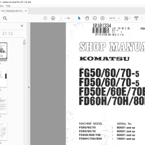 Komatsu FORKLIFT FG50/60/70-5 FD50/60/70-5 FD50E/60E/70E-5 Shop Manual PDF