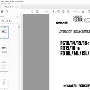 Komatsu FORKLIFT FGl0/14/15/18-1 & FD15/18-1& FD10L/14L/15L/18 Shop Manual PDF