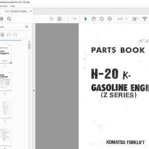Komatsu FORKLIFT H-20k Gasoline Engine Parts Manual - PDF DOWNLOAD