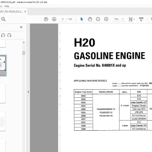 Komatsu FORKLIFT H20 GASOLINE ENGINE Parts Manual - PDF DOWNLOAD