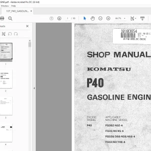 Komatsu FORKLIFT P40 Gasoline Engine Shop Manual - PDF DOWNLOAD