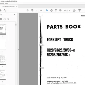 Komatsu FORKLIFT TRUCK F 020/23/25/28/30-10 F 020S/25S/30S-5 Parts Manual PDF