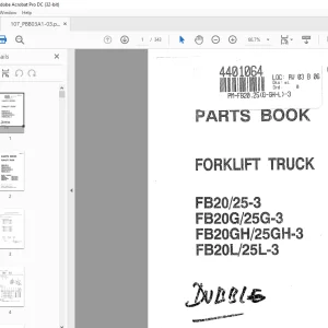 Komatsu FORKLIFT TRUCK F 20/25-3 FB20G/25G-3 FB20GH/25 H-3 F820L/25L-3 Parts Manual