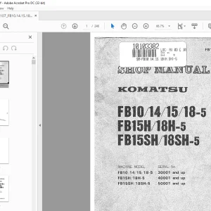 Komatsu FORKLIFT TRUCK FB10/14/15/18-5 FB15H/18H-5 FB15SH/18SH-5 Shop Manual PDF