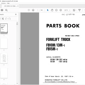 Komatsu FORKLIFT TRUCK FB10M/13M-1 FB15M-1 PARTS MANUAL - PDF DOWNLOAD