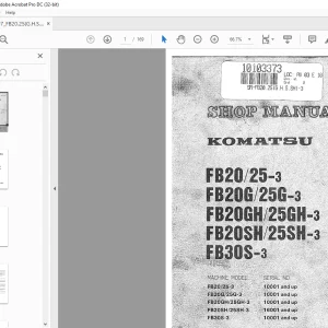 Komatsu FORKLIFT TRUCK FB20/25-3 FB206 25G-3 FB20GH 25GH-3 FB20SH/25SH-3 FB30S-3 Shop Manual PDF