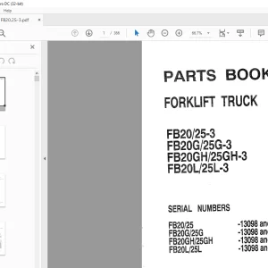 Komatsu FORKLIFT TRUCK FB20/25-3 FB20G/25G-3 FB20GH/25GH-3 FB20L/25L-3 Part Manual -  PDF DOWNLOAD