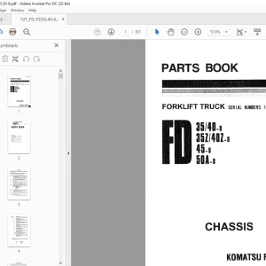 Komatsu FORKLIFT TRUCK FD 35/40-8 35Z/4DZ-8 45-B 5DA-B Parts Manual PEC08E1-02 PDF