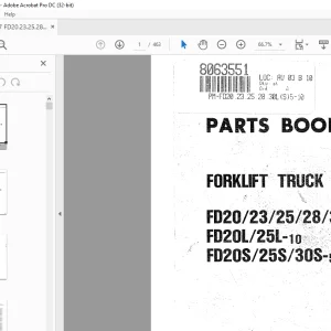 Komatsu FORKLIFT TRUCK FD20/23/25/28/30-10 FD20L/25L-10 FD20S/25S/30S-5 Parts Manual