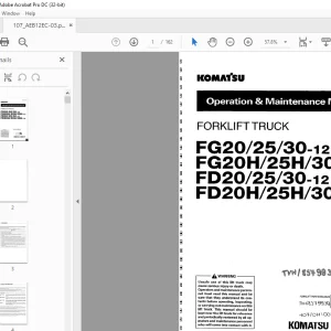 Komatsu FORKLIFT TRUCK FG20/25/30-12 Operation & Maintenance Manual