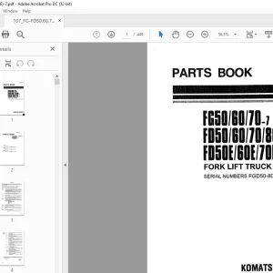 Komatsu FORKLIFT TRUCK FG50/B0/70-7 FD50/80/70/80-7 FD050E/60E/70E-7 Parts Manual PED07E1-03