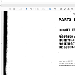 Komatsu FORKLIFT TRUCKS FD50/60/70-5 FD60H/70H/8OH-5 FD50E/60E/70E-5 FG50/60/70-5 Parts Manual - PDF