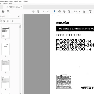 Komatsu FORKLIFT Truck FG20/25/30-14 FG20H/25H/30H-14 FD20/25/30-4 Operation & Maintenance Manual