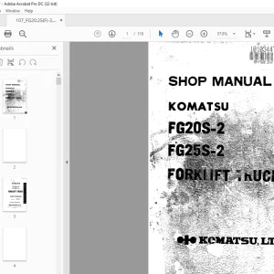 Komatsu FORKLIFT Truck FG20S-2 FG25S-2 Shop Manual  - PDF DOWNLOAD