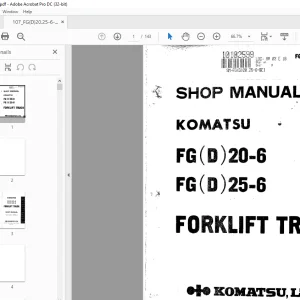 Komatsu FORKLIFT Truck FG(D)20-6 FG(D)25- 6 Shop Manual - PDF DOWNLOAD