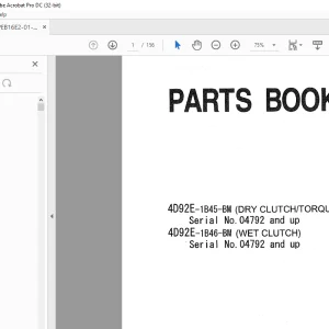 Komatsu Forklift 4092E-1B45-BM 4D92E- Parts Manual - PDF DOWNLOAD