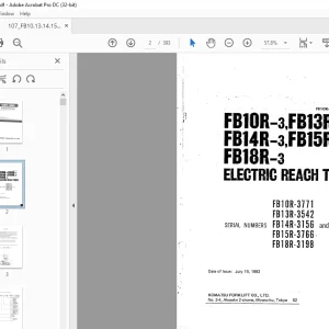 Komatsu Forklift FB10R-3 FB13R-3 FB14R-3 FB145R-3 FB18R-3 Electric Reach Truck Parts Manual - PDF DOWNLOAD