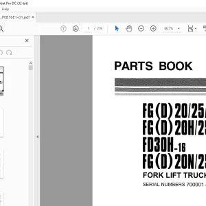Komatsu Forklift FG (D)20/25/30-11 FG (D) 20H/25H-11 F030H-11 FG (D) 20N/25N/30N-11 FORK LIFT TRUCK (CHASSIS) Parts Manual