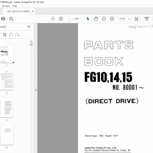 Komatsu Forklift FGI0,14,15 (DIRECT DRIVE) Parts Manual  - PDF DOWNLOAD