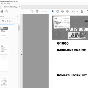 Komatsu Forklift G1600 GASOLINE ENGINE Parts Manual  - PDF DOWNLOAD