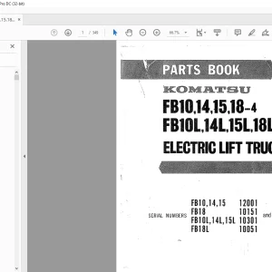 Komatsu Forklift Truck FB10,14,15,18-4 FB10L, 141,15L, 18L-4 Electric Lift Truck Parts Manual - PDF DOWNLOAD