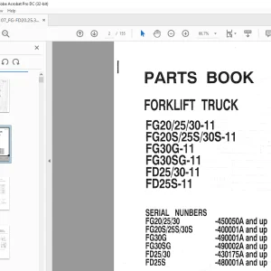 Komatsu Forklift Truck FG20/25/30-11 FG20S/25S/30S-11 FG30G-11 FG30SG-11 FD25/30-11 FD25S-11 Parts Manual  - PDF DOWNLOAD