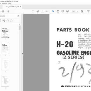 Komatsu H-20 Gasoline Engine (Z Series) Parts Manual H-20-PEN-10 - PDF DOWNLOAD