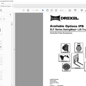 Landoll Drexel Forklift Available Options IPB SLF Series SwingMast Lift Truck Parts Manual PDF
