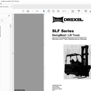 Landoll Drexel Forklift SLF Series SwingMast Lift Truck Service & Parts Maintenance Manual PDF