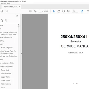 Link belt 250X4/250X4 LF Excavator SERVICE MANUAL WLSM2507-08LX - PDF DOWNLOAD