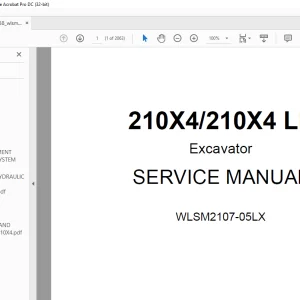 Linkbelt 210X4/210X4 LF Excavator SERVICE MANUAL WLSM2107-05LX - PDF DOWNLOAD