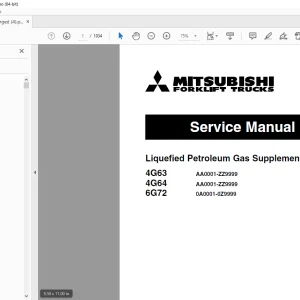 Mitsubishi Forklift Truck 4G63 4G64 6G72 Service Manual P.NO.99729-75100 - PDF