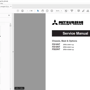 Mitsubishi Forklift Truck FB16NT FB18NT FB20NT Service Manual P.NO 99719-78110 PDF