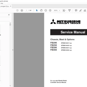 Mitsubishi Forklift Truck FB20K FB25K FB30K FB35K Service Manual P.NO 99759-5D100 PDF