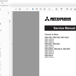 Mitsubishi Forklift FBC15N FBC18N FBC18LN FBC20N FBC25N FBC25EN FBC25LN FBC30N FBC30LN Service Manual PDF