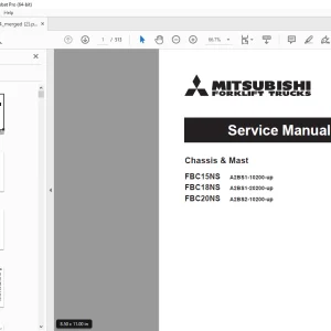 Mitsubishi Forklift Truck FBC15NS FBC18NS FBC20NS Service Manual P.NO.99759-78100
