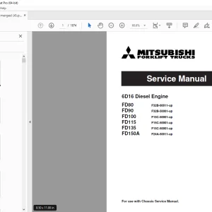 Mitsubishi Forklift FD80 FD90FD100 FD115 FD135 FD150A 6D16 Diesel Engine Service Manual PDF