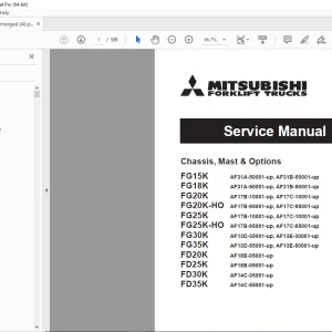 Mitsubishi Forklift FG15K FG18K FG20K FG20K-HO FG25K FG25K-HO FG30K FG35K FD20K FD25K FD30K FD35K Service Manual PDF