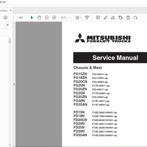 Mitsubishi Forklift G15ZN FG18ZN FG20CN FG20N FG20ZN FG25N FG25ZN FG30N FG35AN FD15N FD18N FD20CN FD20N FD25N FD30N FD35AN Service Manual