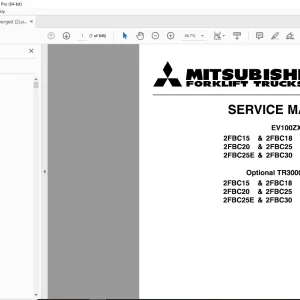 Mitsubishi Forklift EV 100ZX Controller & Optional TR3000 Controller Service Manual PDF