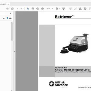Nilfisk Advance 360B (Obsolete) Retriever Parts Manual 56042136 - PDF DOWNLOAD