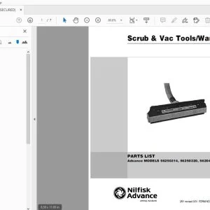 Nilfisk Advance 56250314, 56250320, 56204197 Scrub & Vac ToolsWand Parts Manual - PDF DOWNLOAD