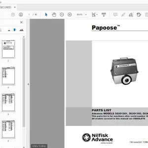 Nilfisk Advance 56301301, 56301303, 56301401 Papoose Parts Manual - PDF DOWNLOAD