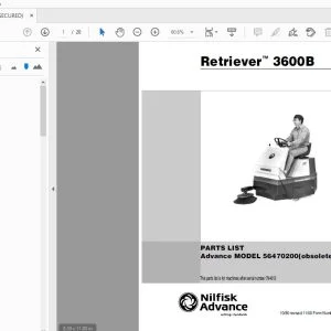 Nilfisk Advance 56470200 Retriever 3600B Parts Manual - PDF DOWNLOAD