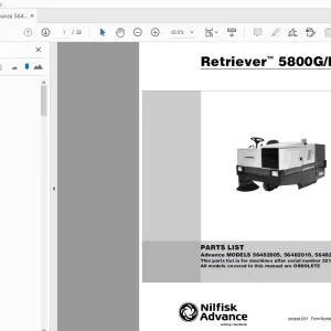 Nilfisk Advance 56482005, 56482010, 56482015 Retriever 5800GPD Parts Manual - PDF DOWNLOAD