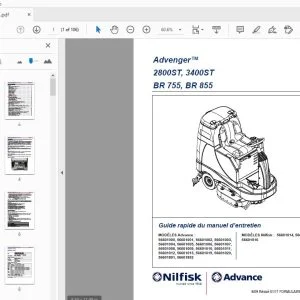 Nilfisk Advance Advenger 2800ST, 3400ST BR 755, BR 855 Guide rapide du manuel d’entretien - PDF