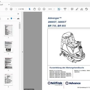 Nilfisk Advance Advenger 2800ST, 3400ST BR 755, BR 855 Kurzanleitung des Wartungshandbuchs - PDF DOWNLOAD