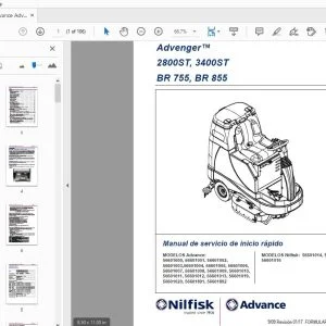 Nilfisk Advance Advenger 2800ST, 3400ST BR 755, BR 855 Manual de servicio de inicio rápido  - PDF DOWNLOAD